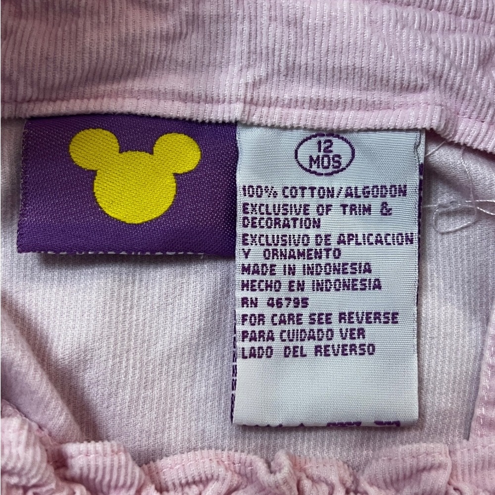 Disney Vtg Winnie the Pooh Pink Corduroy Overalls Floral Bodysuit 12M Y2K 90s - Picture 8 of 14